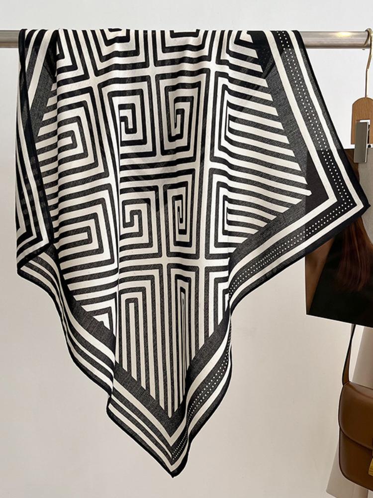 Luxury 70cm Small Cotton Hair Women Square Scarf  Print Neckerchief Ladies Neck Tie Hand Wrist Foulard Bandana Echarpe