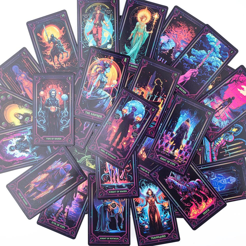 Inspiriertes Neon-Tarotkarten 10,3x6cm Englische Visions-Divinations-Edition Deck Brettspiel