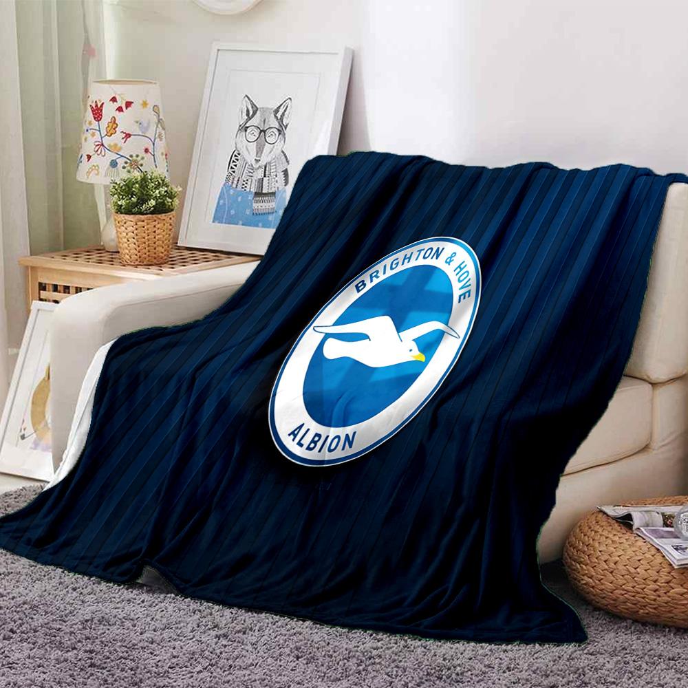 Brighton & Hove Albion Crest Flannel Blanket, Soft Polyester, Modern Design, All-Season for Camping, Travel, Gifts for holidays or birthdays