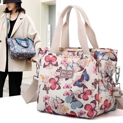 Large Capacity Handbag Women's Bag New Tote Bag Floral Small Fresh Nylon Bag Casual Women's Shoulder Bag