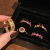Medieval French Retro High-End Colored Treasure Zir*****Pen Ring Full Of Diamonds Exquisite Personalized Accessories