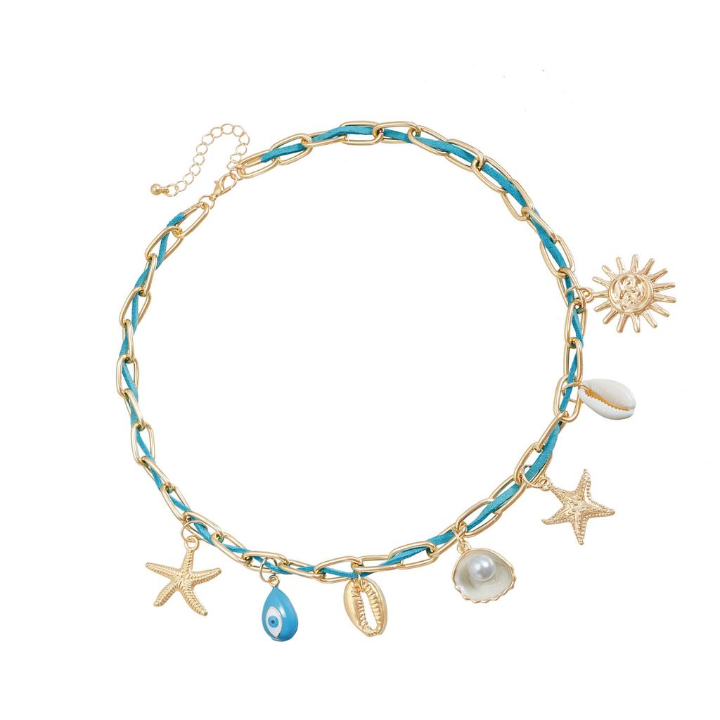 Oceanic Sun Charm Layering Necklace Adjustable Neckchain Lightweight Casual Accessory Perfect For Swimwears Styling