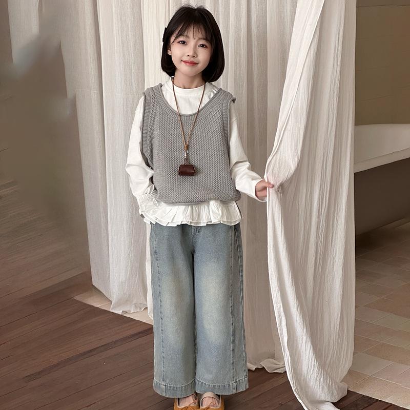 

Модный жилет-тройка для девочек 2025 - Стильный весенне-осенний комплект для подростков 140 cm