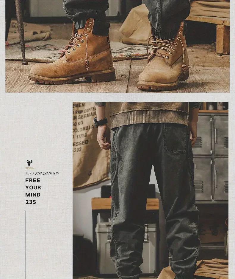 Men's Retro Wide-Leg Overalls - Spring/Autumn Casual Large Size