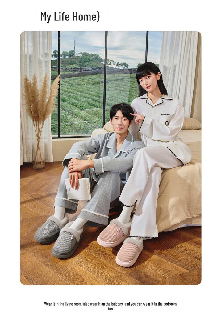 Thickened Cotton Winter Slippers: Non-slip, Wearable Warmth for Men & Women, Soft Sole, Fur-lined, Home & Outdoor Use