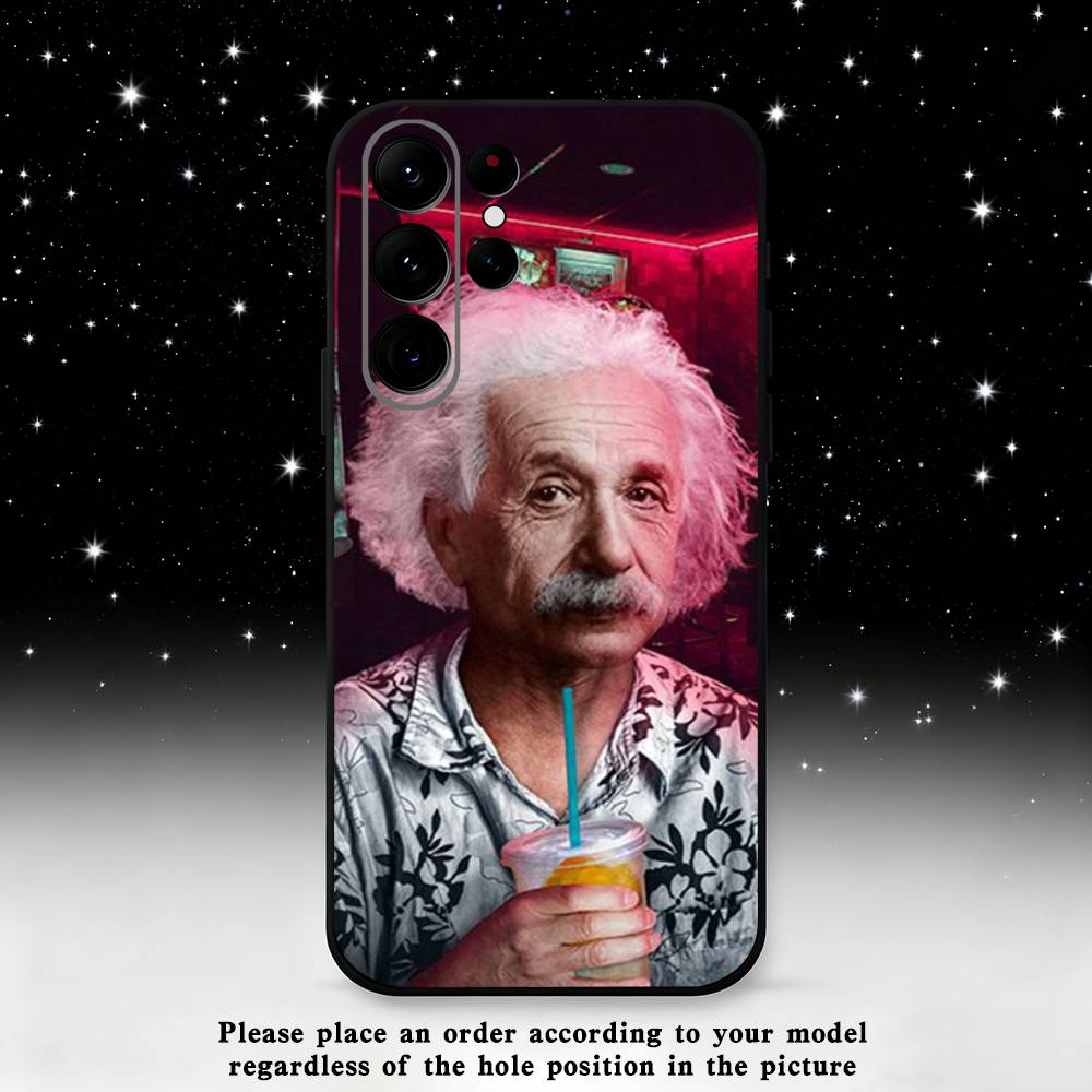 A-Albert E-Einstein Phone Case For Samsung S25,S24 Ultra,S20,S30 plus,S22 plus,S23,S30 Ultra 5G Silicone Black Shell