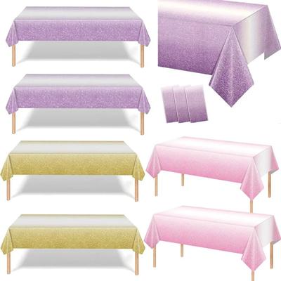 1PC Colorful Tablecloth Decorations Shiny Iridescent Laser Table Covers for Birthday Wedding Party Gradient Tableware
