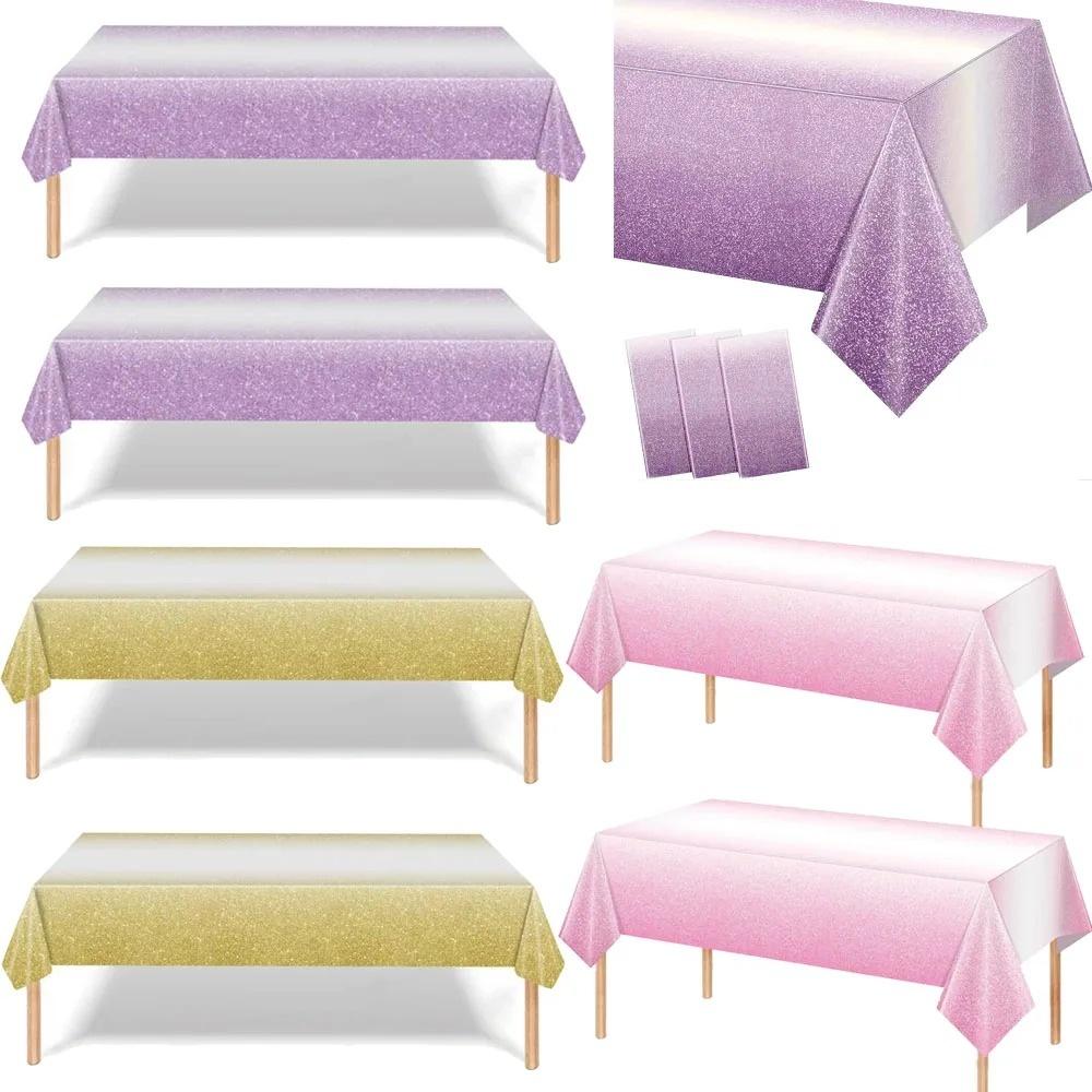 1PC Colorful Tablecloth Decorations Shiny Iridescent Laser Table Covers for Birthday Wedding Party Gradient Tableware