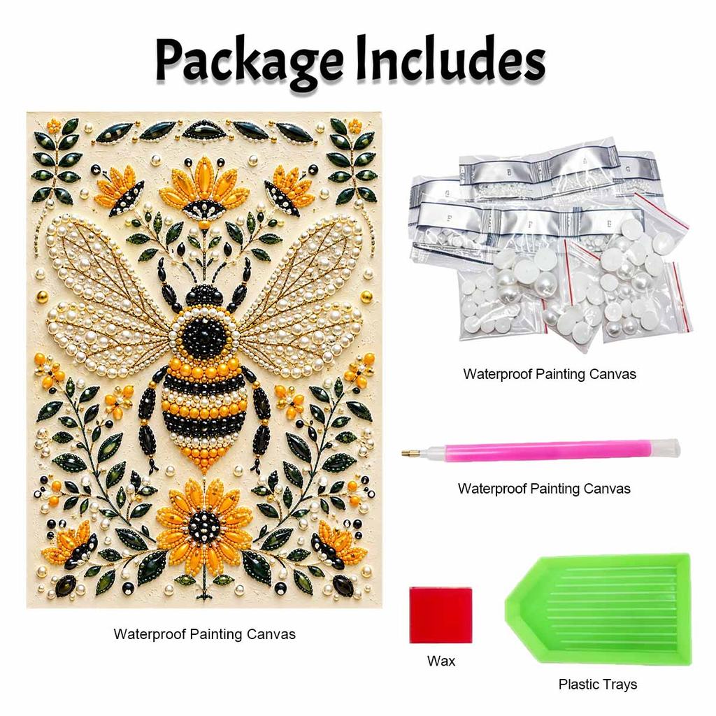 DIY Pearl and Diamond Painting Kit Bumblebee Flower. suitable for beginners. home wall decoration. handmade gift.
