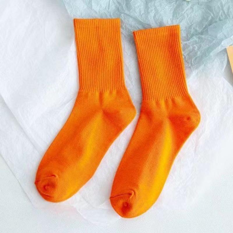 Lady Spring Solid Color Candy Color High Rubber Band Medium Tube Pile Socks