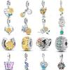 925 Silver Sunflower Lucky Four-Leaf Clover Butterfly Charm Beaded Fit Original Bracelet DIY Jewelry Accessory