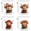 4pcs Christmas Window Decals Cute Highland Cow Static Transparent Glass Stickers Electrostatic Adhesion Glass Door Holiday Decal