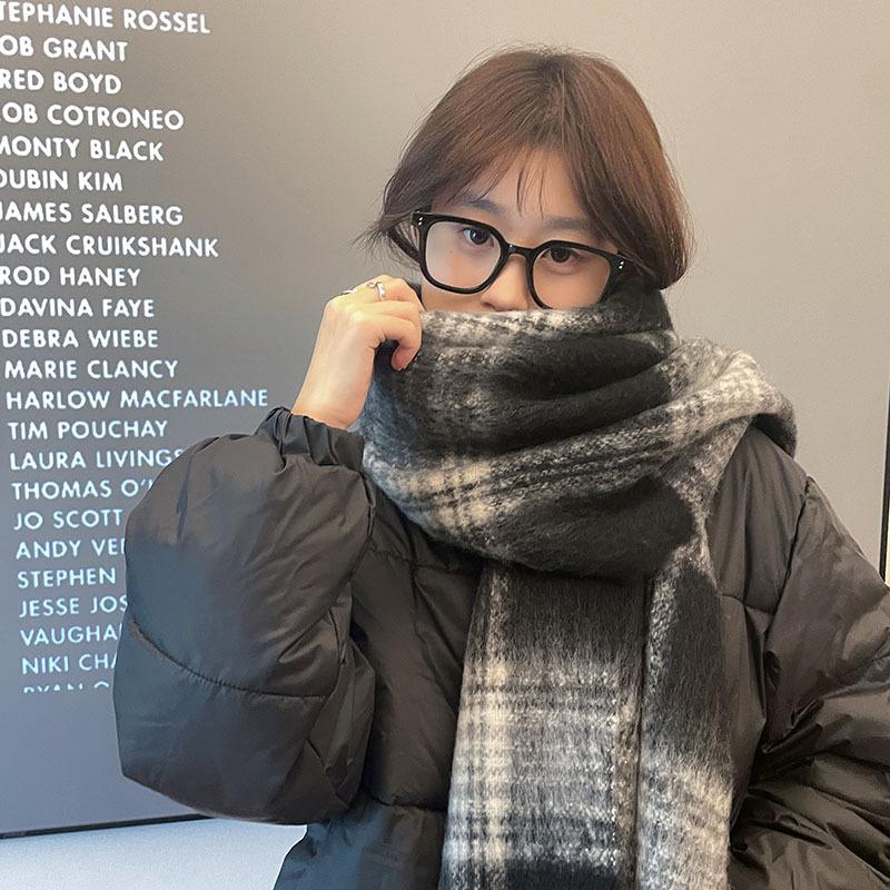 2025 Мохеровый шарф Женский Осенне-зимний Корейский стиль Высококачественный Универсальный Шарф из искусственного кашемира Майяр