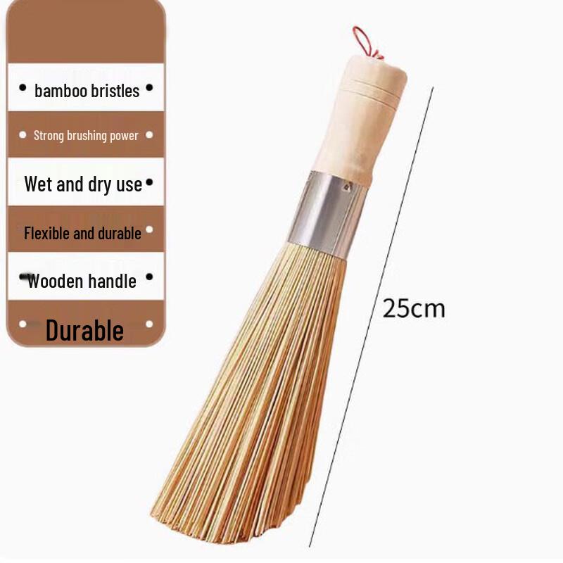 Traditional Bamboo Pot Brush with Wooden Handle