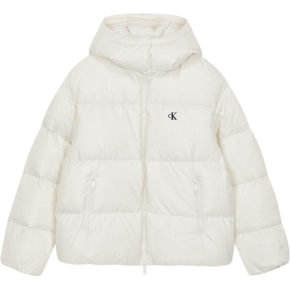 

Calvin Klein Minimalist Comfortable Versatile Smooth Mid-Length Stand Collar Korean Style Down Jacket Women outerwear White J225426YBI XS