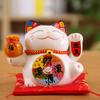 5 colių „Maneki Neko Lucky Cat“ ornamentas, keramikinis „Fortūnos katės“ statula Namų dekoratyvinė dovana „Feng shui Beckoning Cat Piggy Bank“
