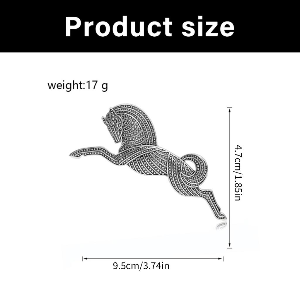 Fashionable Vintage Styles Alloy Horse Brooch Accessory Portable for Women Unisex Designs Casual Pin Special Gifts