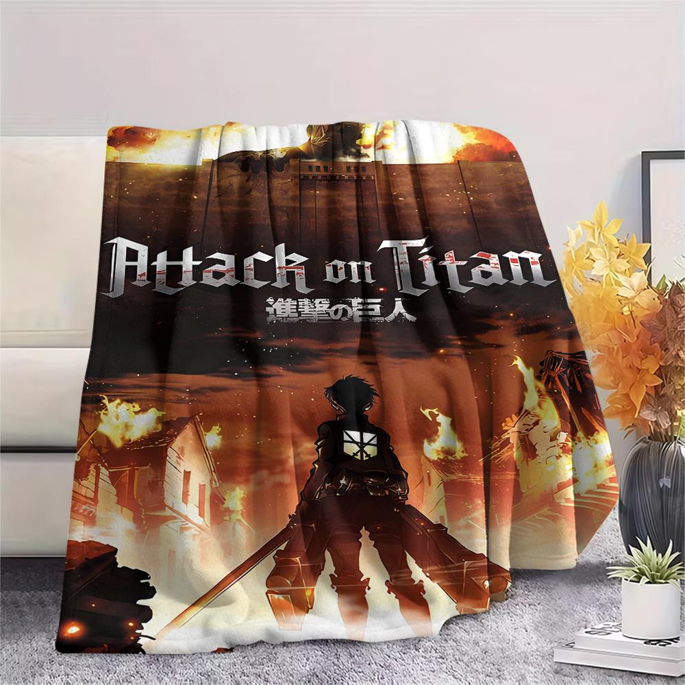 1PC Attack On Titan Print Flannel Blanket, High Quality All Seasons, Home Decor, Warmth and Comfort, Perfect for Christmas Gifts