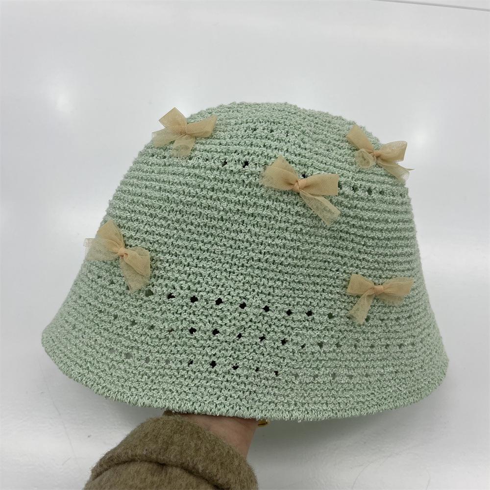 

Маленькая шляпа-ведро с бантом женская летняя милая универсальная однотонная шляпа с высоким чувством феи, шляпа-ведро, шляпа-ведро Adult average size зелёный