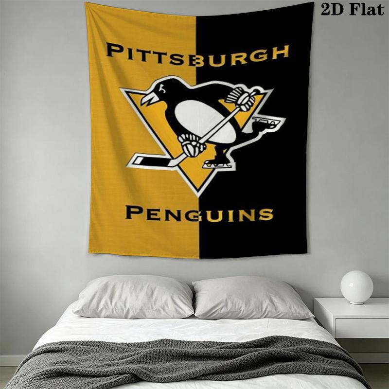 Pittsburgh Penguins Wall Tapestry Aesthetic Wall Hanging Printed Fabric Blanket Decorative Tapestries for Bedroom Living Room Home Decor