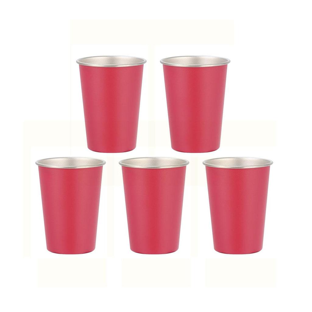 Stainless Steel Cups 350ml (5 Pack) Children Adult Stainless Steel Coffee Cups Stackable Durable Metal Drinking Glasses for Home Party Camping Outdoor