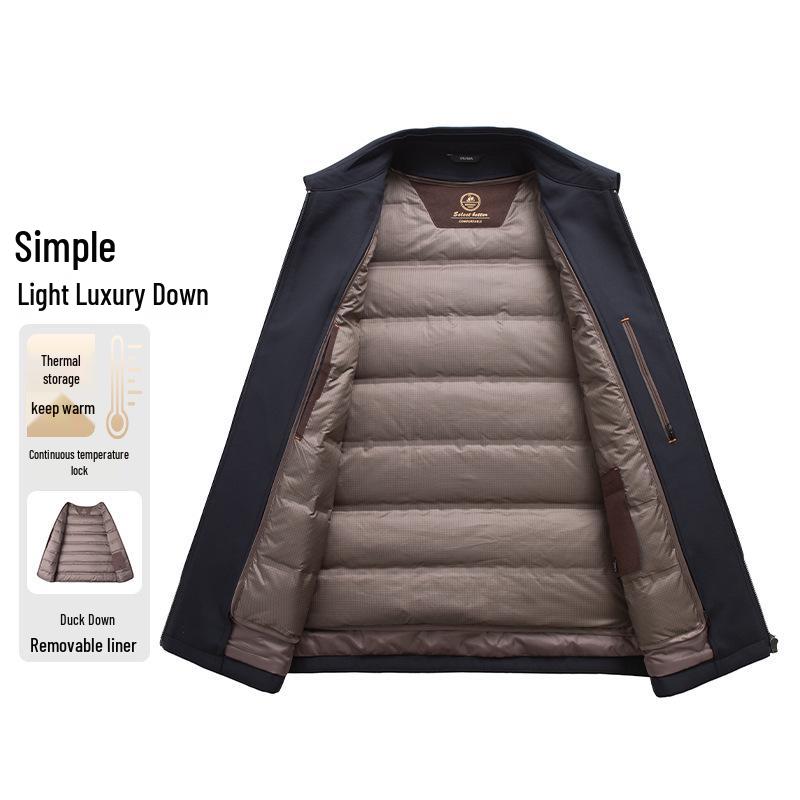 Men's Business Casual Down Jacket with Lapel - Warm Autumn/Winter Coat
