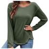 T-shirt Femme Couleur Lâche Boutonnage Bord Irrégulier Manches Longues