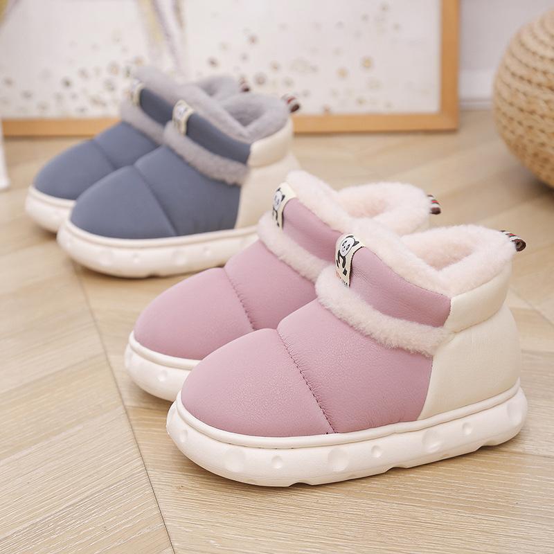 Winter children's cotton slippers bag heel indoor home shoes platform new boys fluffy shoes velvet girls baby shoes