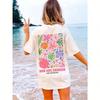 Unisex Summer Flower Pattern Double-Sided Sweet O-Neck Printed  TShirt Fashionable Short Sleeved 90s  Cute Casual T-Shirt