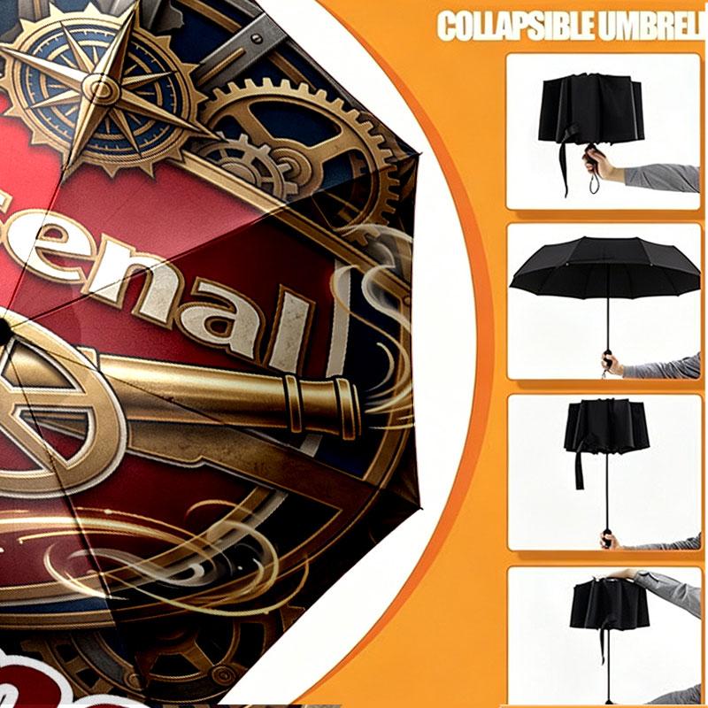 Custom Name Personalized Arsenal F.C Print Umbrella, Auto Open Close, 8‑Rib Sturdy Frame, Commute Camping Hiking Use, Birthday Gift