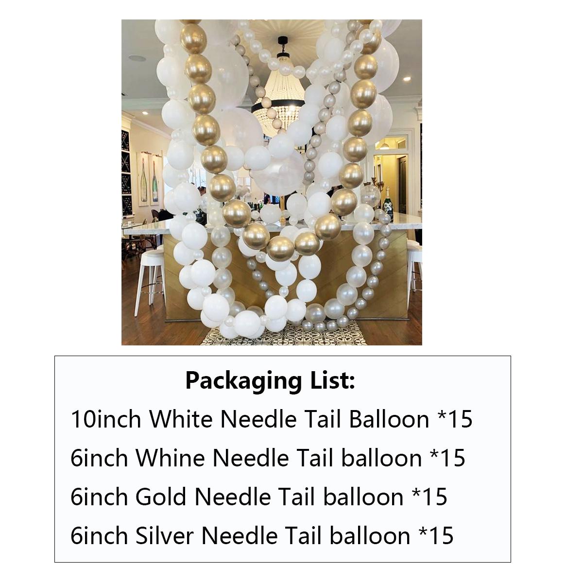 

60 шт., серебряный, белый, золотой воздушный шар, гирлянда, арочный комплект, шарик с линколоном, игольчатый хвост, цепочка из воздушных шаров для украшения дня рождения, выпускного, юбилея, вечеринки