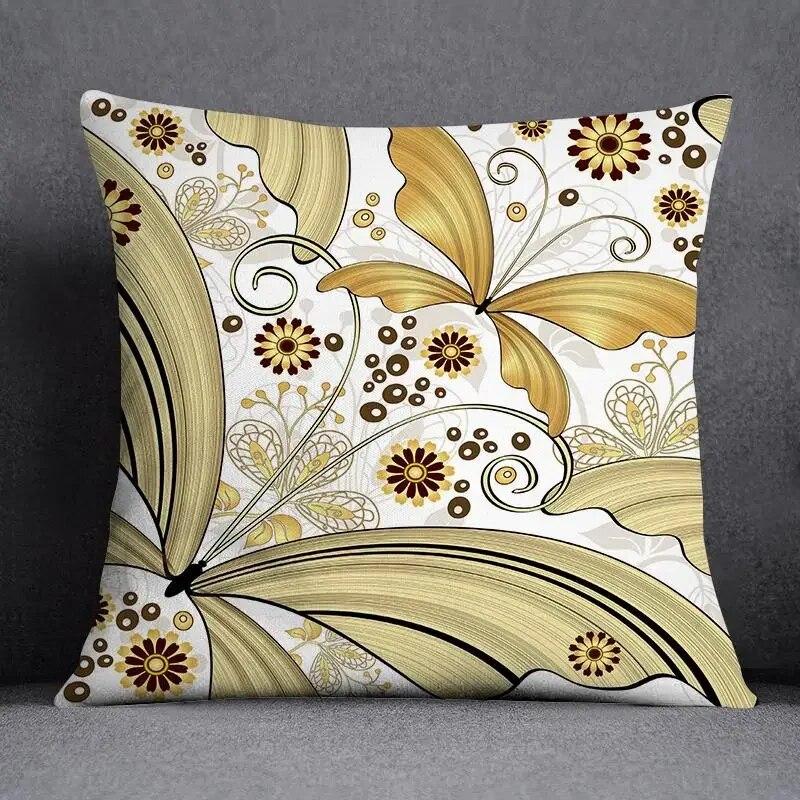 Fronha de almofada quadrada borboleta retrô para decoração de casa e escritório