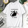 Schrodinger Is Dead Black Cat Mote Myk T-skjorte Mann Høykvalitets T-skjorter Oversized T-skjorter Bomull Kortermede Street Tops
