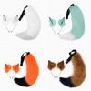Wolf Ears and Tail Set Furry Foxes Ear Headband with Wolf Foxes Tail Halloween Animal Cosplay Costumes Adult Teen Kids