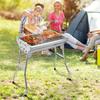 Outdoor Foldable Charcoal Grill Stainless Multi-Function BBQ Grill with Storage Basket Handle Free Assembly Camping Cooking Tool