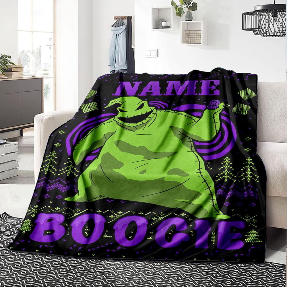 Custom Name The Nightmare Before Christmas Theme Printed Blanket - Perfect for Couch, Bed, Travel & Outdoor Use | Machine Washable, Cozy & Durable.