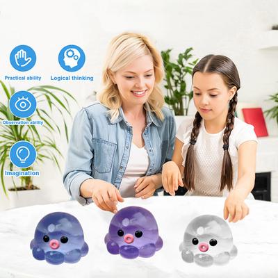 1/3Pcs Clear Octopus Squeeze Toy Stress Relief Mini Octopus Sensory Toy Anxiety Relieving Sea Animal Hand Relaxation Tool