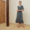 Lipbbam Creora Vivienne 3 4 Sleeve Frill Wrap Dress Ldm42sg01