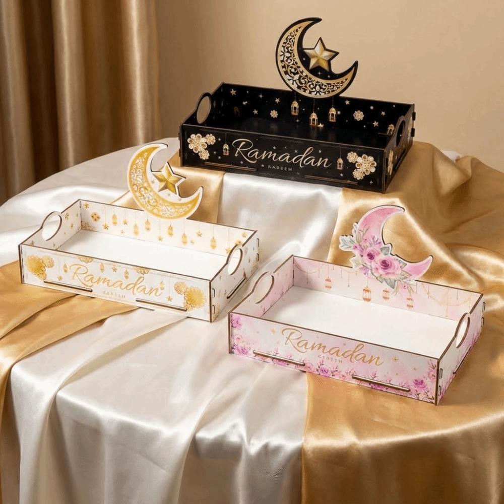 Black Gold Wooden Tray Wooden Material Serving Tray Wooden Storage Box Organizer Design Storage Function Cake Dessert Box