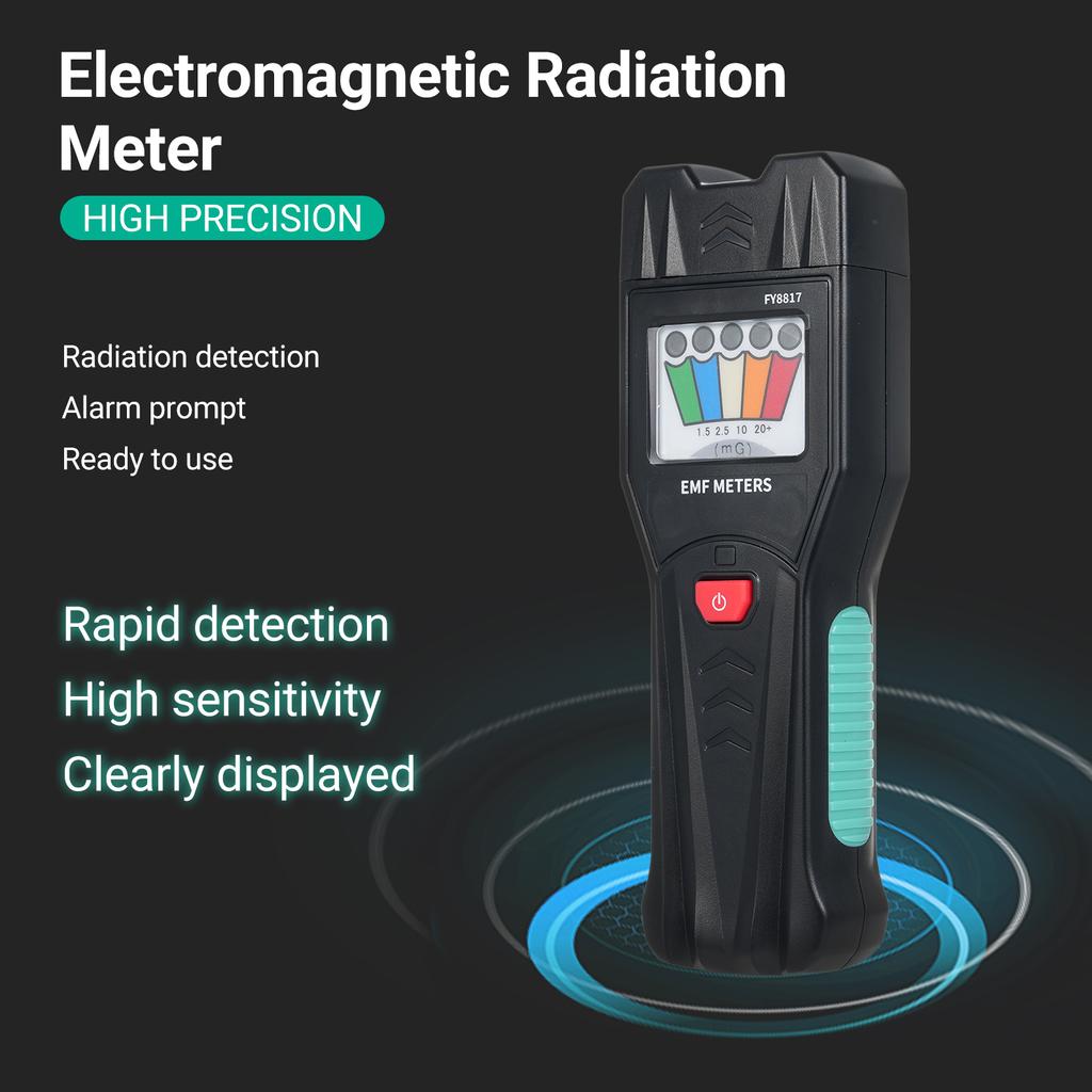 FY8817 Handheld EMF Meter with 5 LED Magnetic Field Detector, Household Electromagnetic Radiation