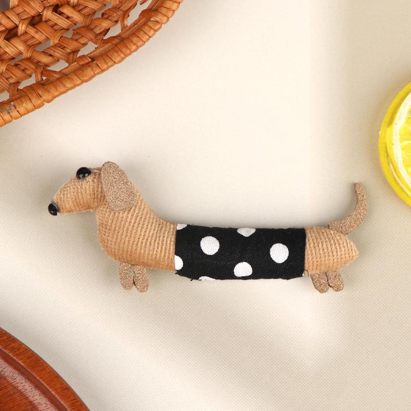 Cute Dachshund Cloth Doll Ornament Waterproof Surface Charm for DIY Brooch Keychain Hairpin Craft Home Decor