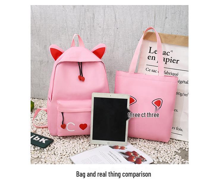 Fresh Korean Style 4-Piece Backpack Set for Middle School Students - Casual Travel and Sports Bag for Women