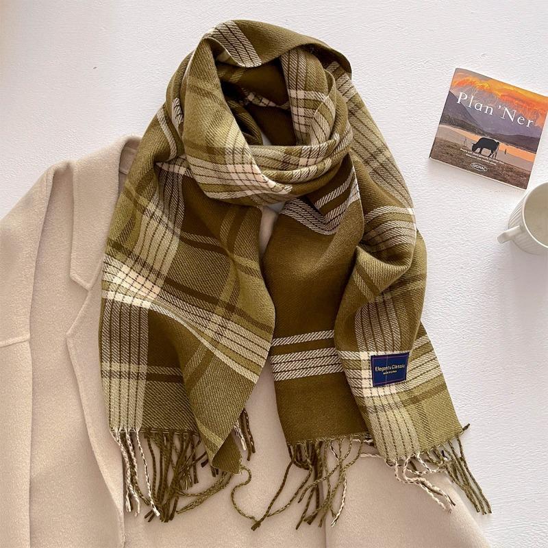 Autumn and winter new versatile scarf women's thickened woven thick beard fringed warm scarf imitation cashmere shawl