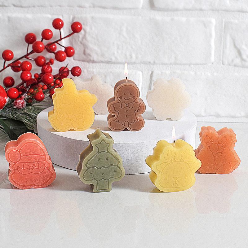1PC Christmas Gingerbread Man Christmas Tree Silicone Mold Epoxy Resin Santa Claus Scented Candle Mold Handmade Products