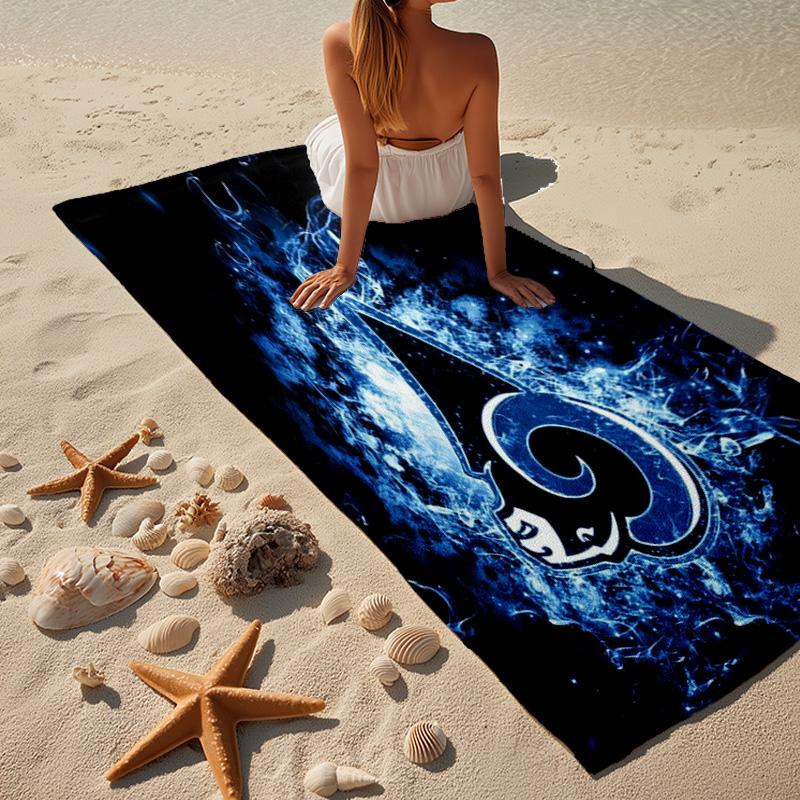 Rams Team Spirit Beach Towel, Quick-drying, Easy to Care for, Use for Both Fitness and Beach Vacations,Sports Essential Fan Gift