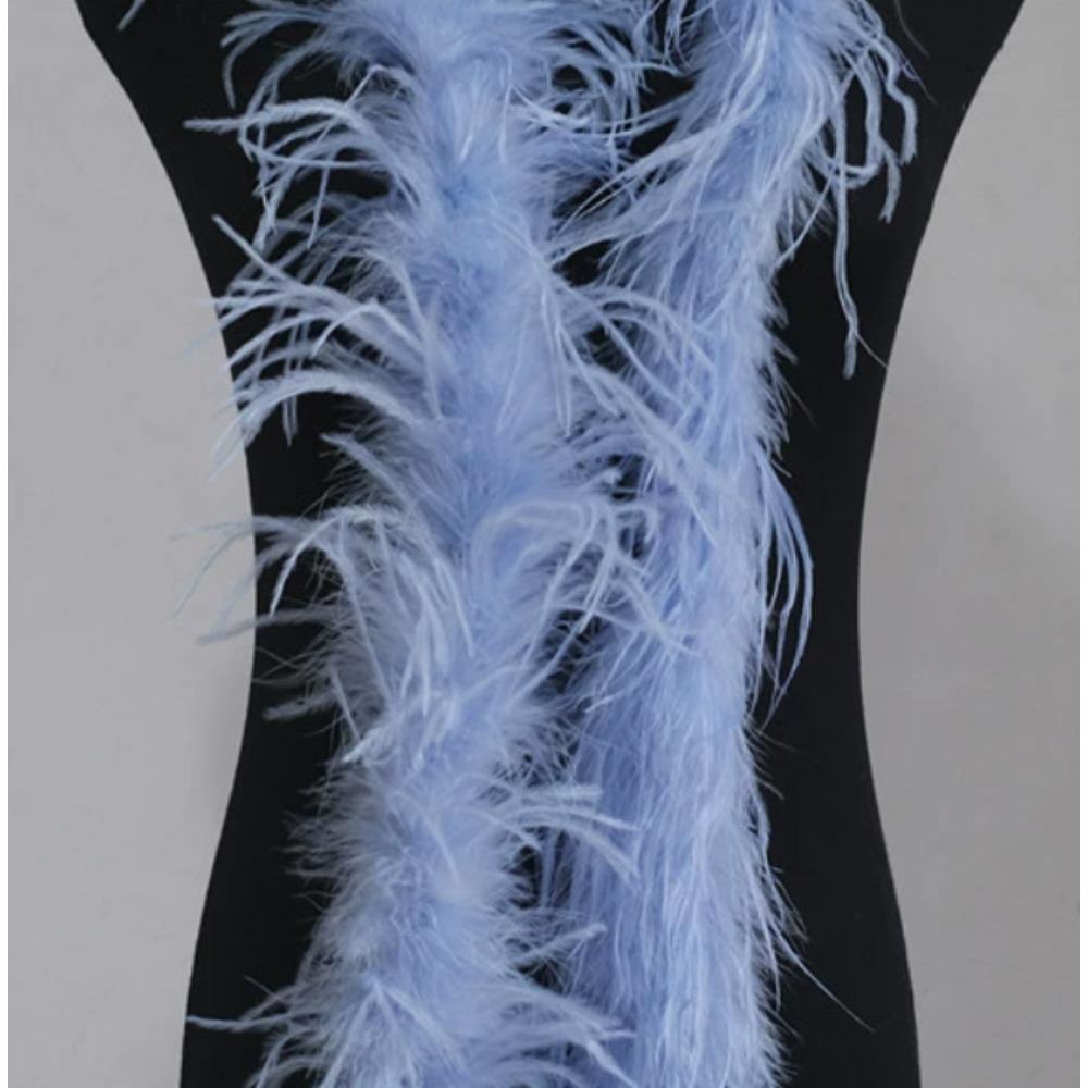 Blue 1PLY Natural Ostrich Feather Boa Fluffy Plume Ribbon Shawl DIY Sewing Trim for Wedding Christmas Party Dress Costume Accessories