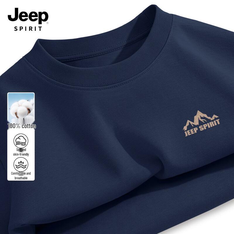 JEEP SPIRIT Men's Long Sleeve Round Neck Cotton T-Shirt