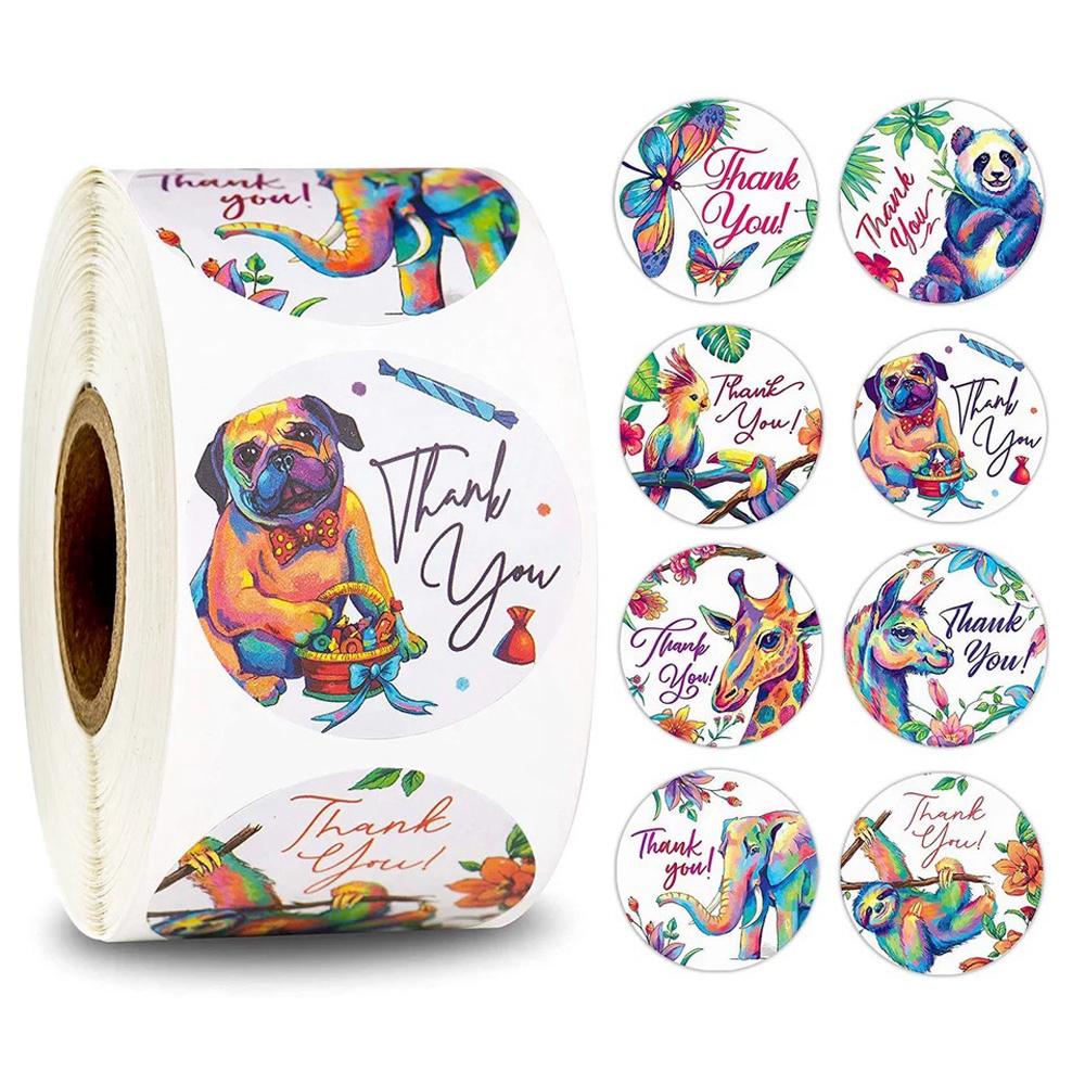 Custom Decal Stickerbook 8 Styles Cartoon Animals Thank You Note X042