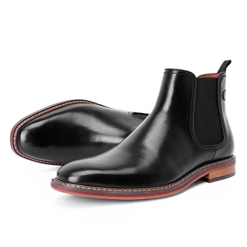 Autumn/Winter 2026 Men's Chelsea Slip-On Leather Boots: Top Grain Cowhide, Low Heel.