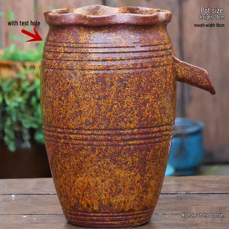 Retro Handmade Ceramic Waterfall Pot: Ancient Fish Farming Water Feature for Courtyard Landscapes